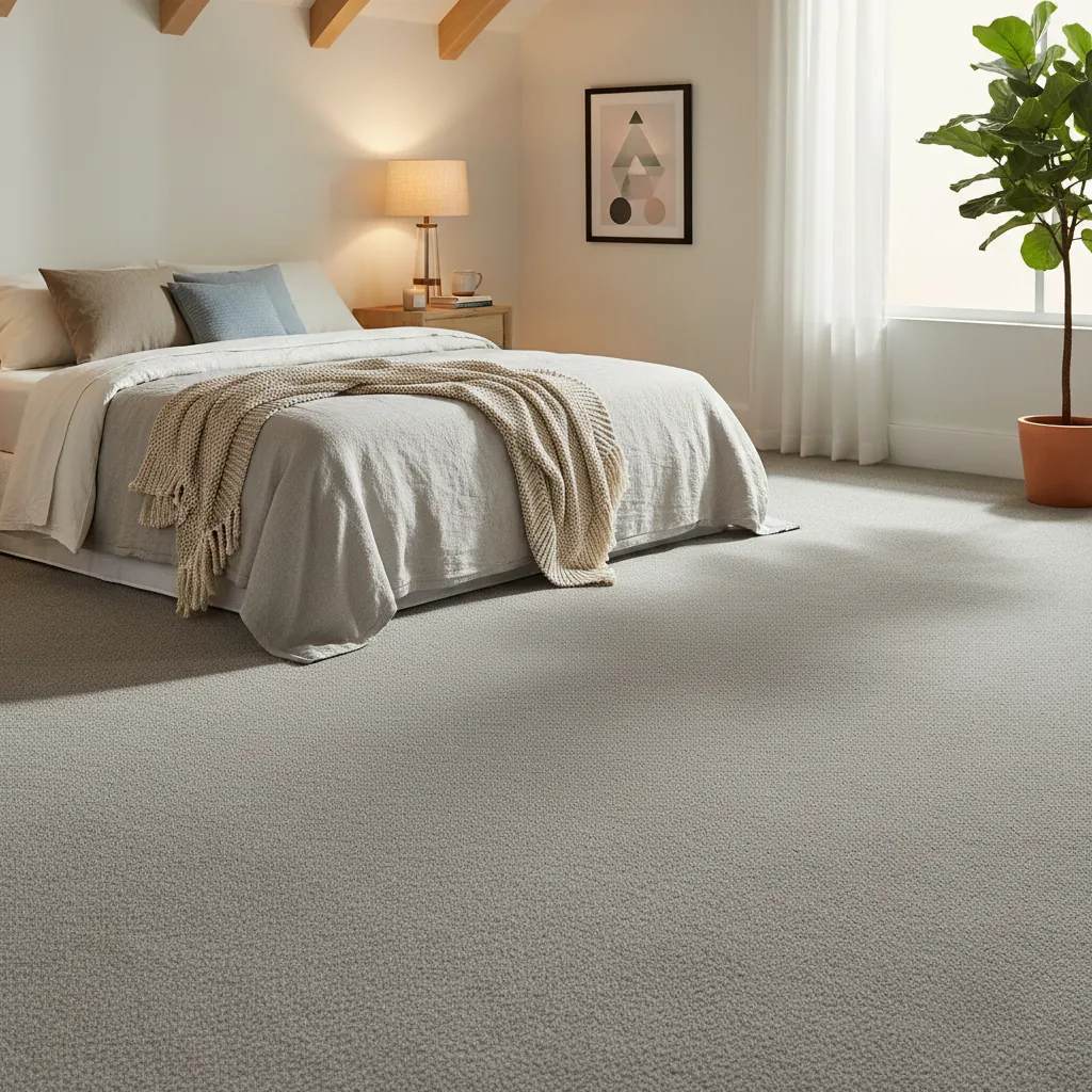 Grey Polyester Bedroom Carpet
