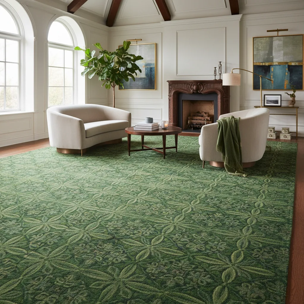 Green Botanical Floral Hotel Carpet Dubai