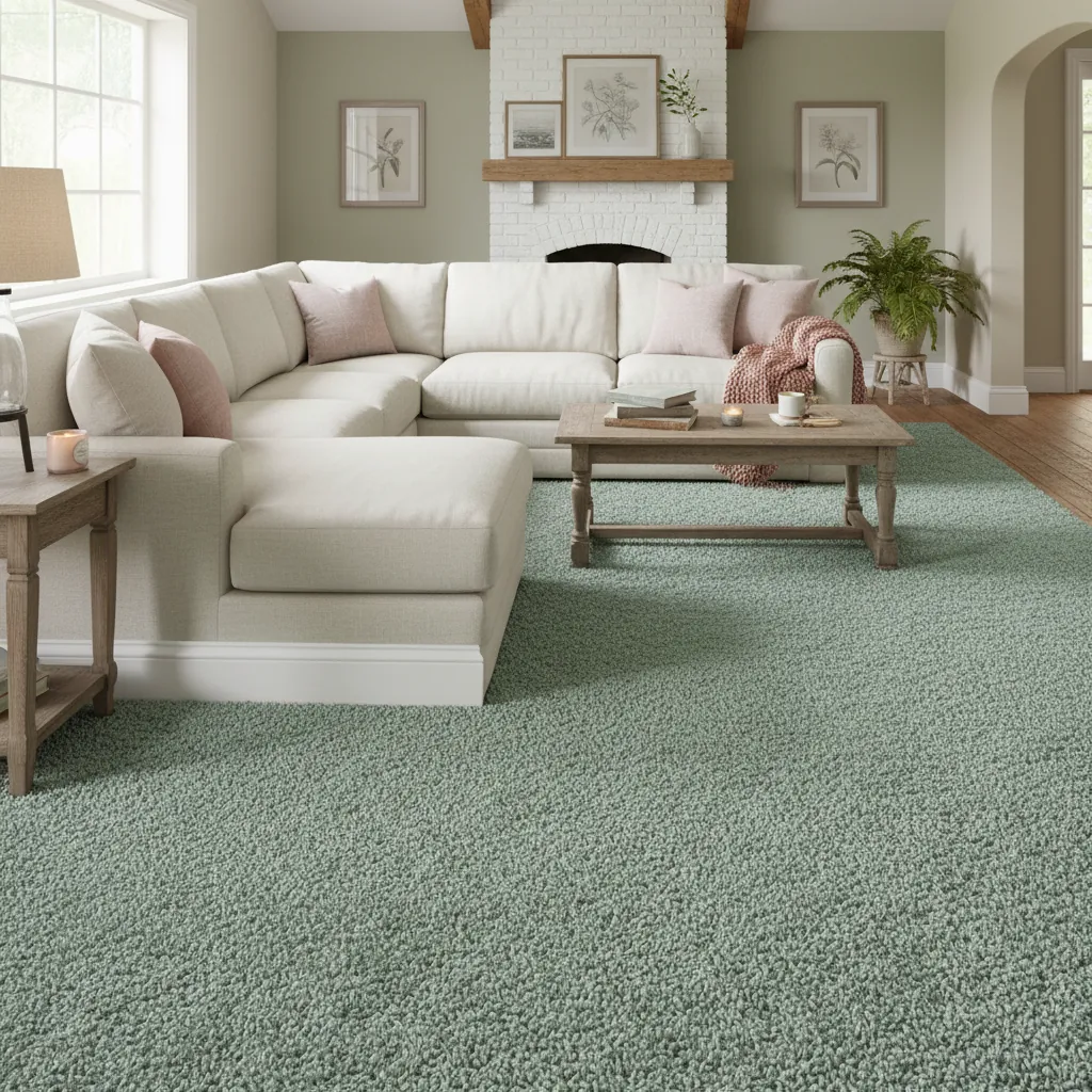 Sage Green Textured Living Room Carpet Dubai