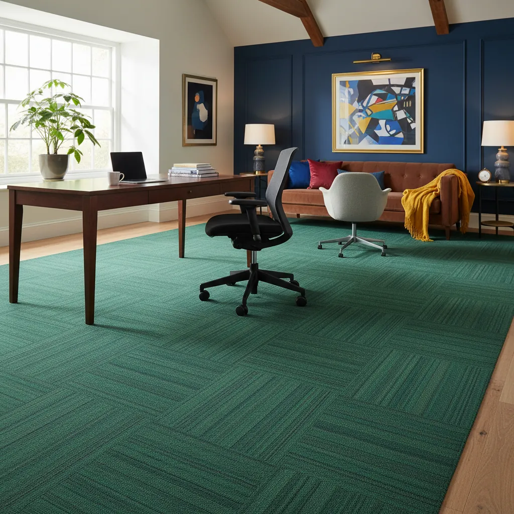 Green Geometric Office Carpet Dubai