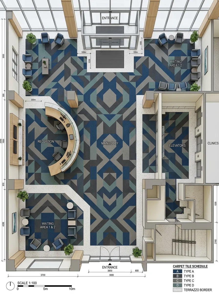 Healthcare Nylon Carpet Tiles Dubai