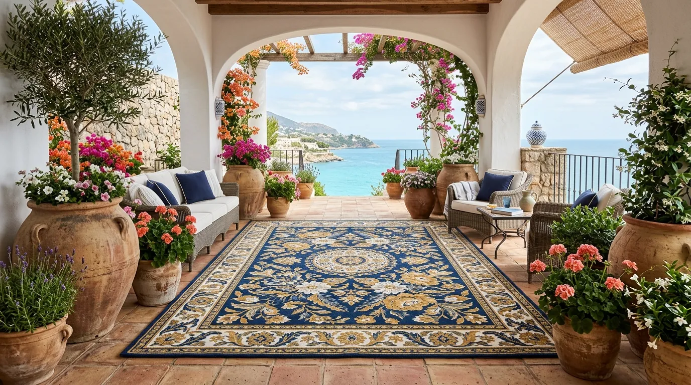 Mediterranean Floral Outdoor Carpet Dubai