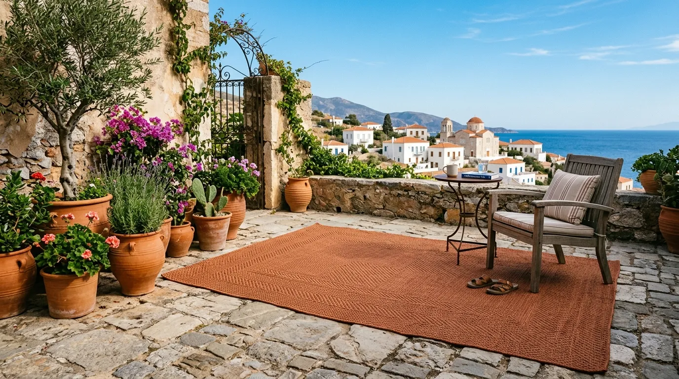 Solid Outdoor Rug for Patio or Balcony